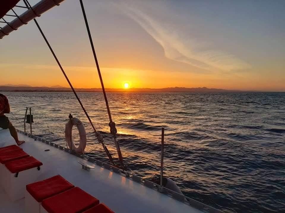 Sunset over the Red Sea seen from a boat